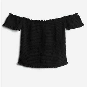 Dee Elly Smocked Off the Shoulder Crop Top
